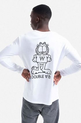 Wood Wood longsleeve din bumbac X Garfield culoarea alb, cu imprimeu 30045402.2323-WHITE