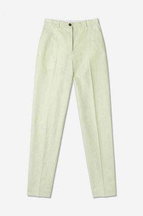 Wood Wood pantaloni din amestec de in Courtney Mini Stripe Trousers culoarea verde, drept, high waist 12211600.5291-PASTELG