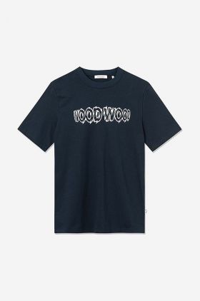 Wood Wood tricou din bumbac Bobby Shatter Logo T-shirt culoarea bleumarin, cu imprimeu 12225707.2489-NAVY