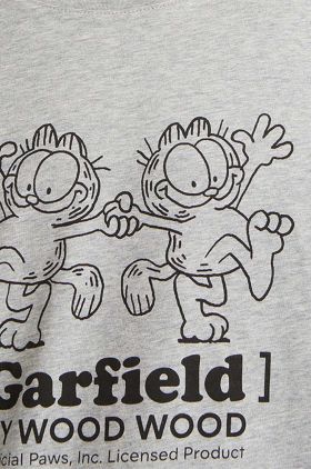 Wood Wood tricou din bumbac Ace x Garfield culoarea gri, cu imprimeu 30045701.2222-GREYMEL