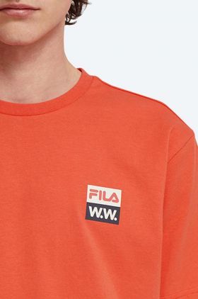 Wood Wood tricou din bumbac Boris x Fila culoarea portocaliu, cu imprimeu 688383.B026-ORANGE