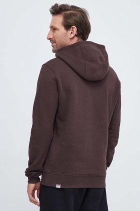 The North Face hanorac de bumbac Drew Peak Hoodie bărbați, culoarea maro, cu glugă, cu imprimeu NF00AHJYI0I1