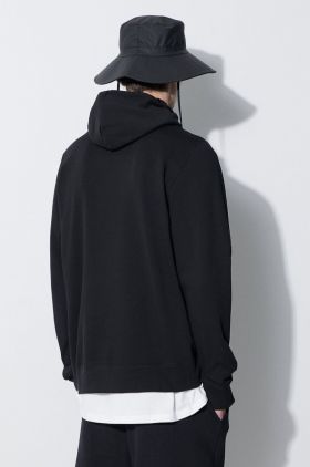 Wood Wood hanorac de bumbac Ash hoodie bărbați, culoarea negru, cu glugă, uni 10005616.2424