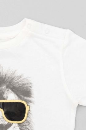 zippy longsleeve din bumbac pentru bebeluși culoarea alb, cu imprimeu