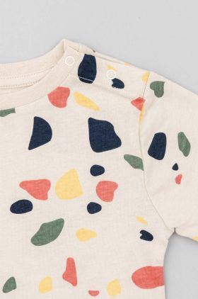 zippy longsleeve din bumbac pentru bebeluși culoarea bej, modelator