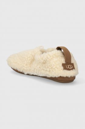 UGG papuci copii K PLUSHY SLIPPER culoarea bej