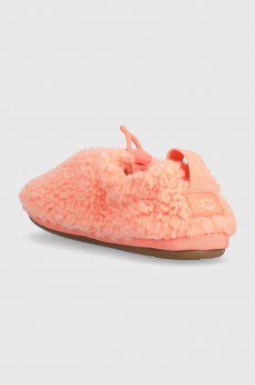 UGG papuci copii T PLUSHY SLIPPER culoarea portocaliu