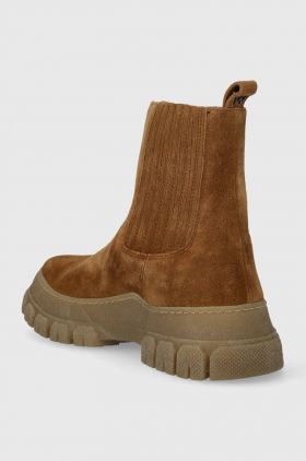 Weekend Max Mara cizme din piele intoarsa Genepi femei, culoarea maro, cu toc plat, 2357960334600