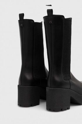 Weekend Max Mara ghete chelsea de piele Guglia femei, culoarea negru, cu toc drept, 2357960734600