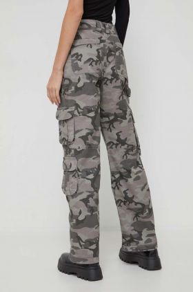 Abercrombie & Fitch pantaloni femei, culoarea gri, lat, high waist