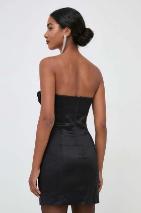 Bardot rochie culoarea negru, mini, mulata