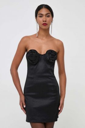 Bardot rochie culoarea negru, mini, mulata