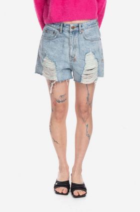 KSUBI pantaloni scurți din denim femei, cu imprimeu, high waist 5000004525-blue