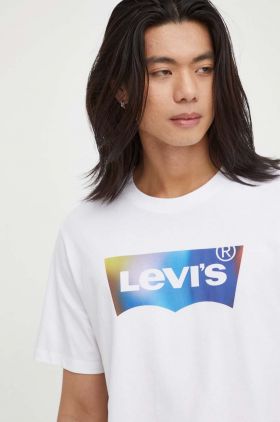 Levi's tricou din bumbac culoarea alb, cu imprimeu