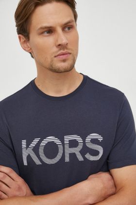 Michael Kors tricou din bumbac culoarea albastru marin, cu imprimeu