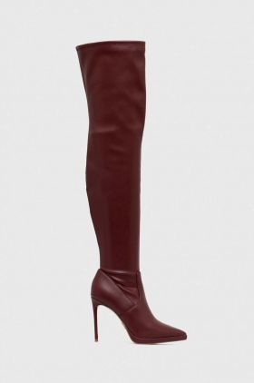 Steve Madden cizme Keandra femei, culoarea bordo, cu toc cui, SM11002678