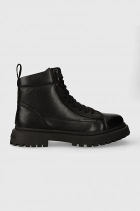 Tommy Jeans bocanci TJM LACE UP BOOT barbati, culoarea negru, EM0EM01363