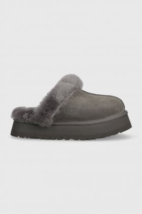 UGG papuci din piele întoarsă Disquette culoarea gri, 1122550