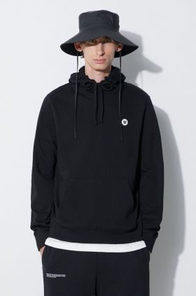 Wood Wood hanorac de bumbac Ash hoodie bărbați, culoarea negru, cu glugă, uni 10005616.2424