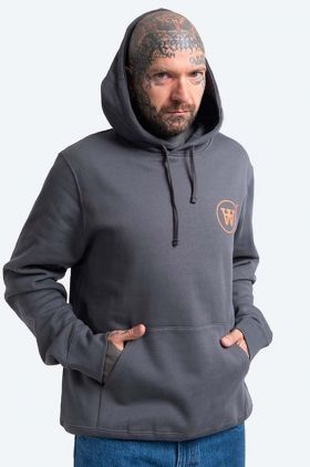 Wood Wood hanorac de bumbac Ian Hoodie bărbați, culoarea gri, cu glugă, cu imprimeu 10135605.2424-GREYMEL