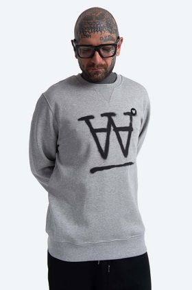 Wood Wood hanorac de bumbac Tye Sweatshirt bărbați, culoarea gri, cu imprimeu 10135606.2424-GREYMEL