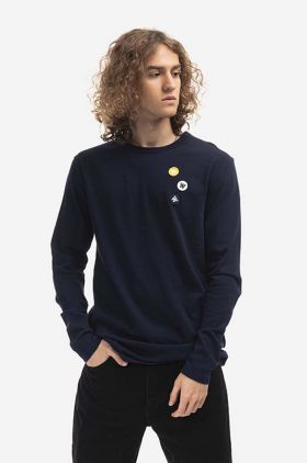 Wood Wood longsleeve din bumbac Mel culoarea bleumarin, cu imprimeu 10235402.2323.NAVY-NAVY