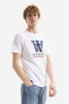 Wood Wood tricou din bumbac Ace Typo T-shirt culoarea alb, cu imprimeu 10285700.2222-WHITE