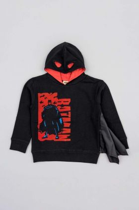 zippy bluza copii culoarea negru, cu glugă, cu imprimeu
