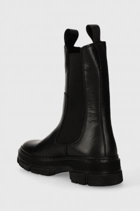 Gant ghete chelsea de piele Monthike femei, culoarea negru, cu toc plat, 27551356.G00