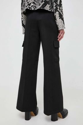 Notes du Nord pantaloni Inessa femei, culoarea negru, drept, high waist