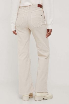 Pepe Jeans pantaloni de catifea cord culoarea bej, evazati, high waist