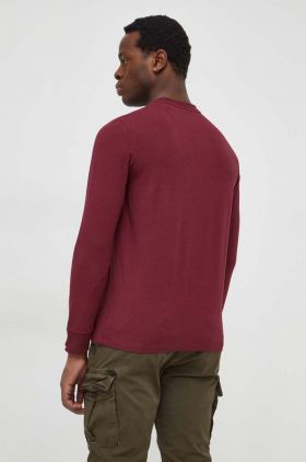 Karl Lagerfeld longsleeve barbati, culoarea bordo, cu imprimeu