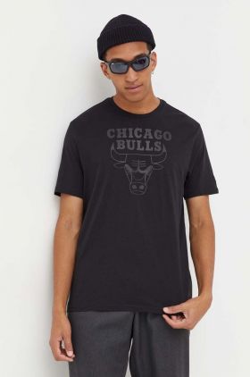 New Era tricou din bumbac culoarea negru, cu imprimeu, CHICAGO BULLS