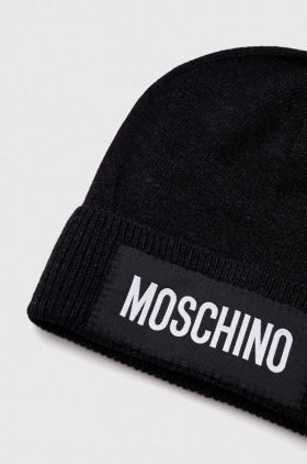 Moschino caciula de casmir culoarea negru, de lana