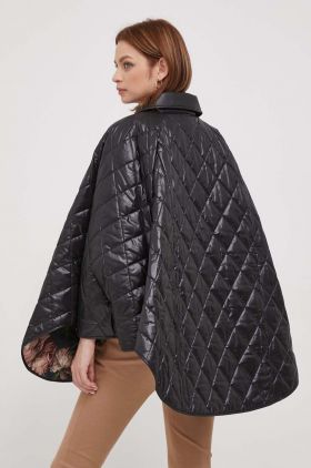 Barbour poncho Tolsford femei, culoarea negru, de tranzitie, oversize