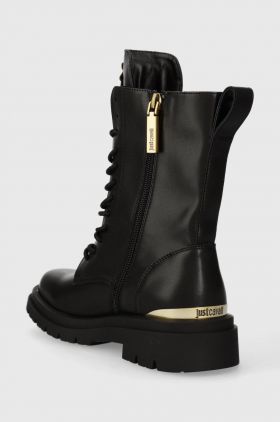 Just Cavalli botine femei, culoarea negru, cu toc plat, 75RA3S90 ZS984 PK3