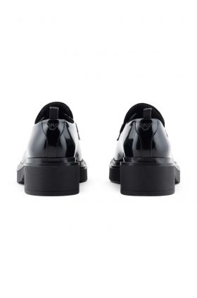 Emporio Armani mocasini de piele femei, culoarea negru, cu platforma, X3A104 XF328 00002