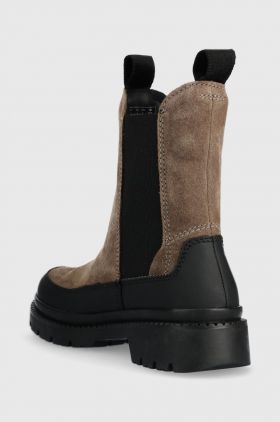 Gant ghete chelsea de piele Prepnovo femei, culoarea bej, cu toc plat, 27553364.G241