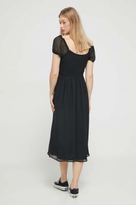 Hollister Co. rochie culoarea negru, midi, evazati