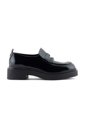 Emporio Armani mocasini de piele femei, culoarea negru, cu platforma, X3A104 XF328 00002