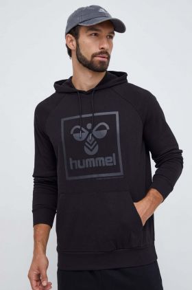 Hummel bluza barbati, culoarea negru, cu glugă, cu imprimeu