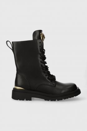 Just Cavalli botine femei, culoarea negru, cu toc plat, 75RA3S90 ZS984 PK3