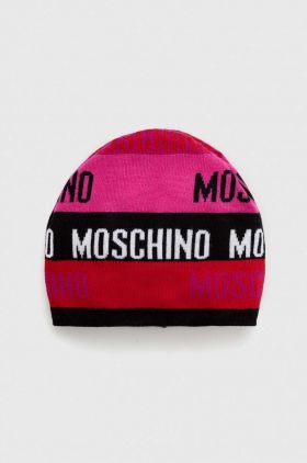 Moschino caciula de lana culoarea roz, de lana