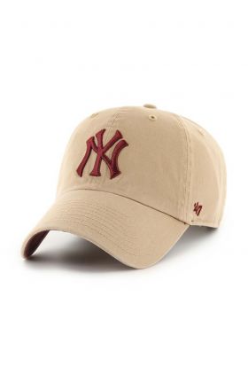 47brand șapcă de baseball din bumbac MLB New York Yankees culoarea bej, cu imprimeu