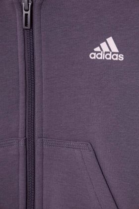 adidas bluza copii culoarea violet, cu glugă, cu imprimeu