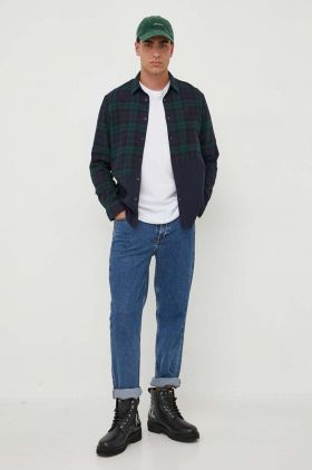 Desigual camasa din bumbac 23WMCW37 CAM ALF barbati, culoarea albastru marin, cu guler clasic, regular