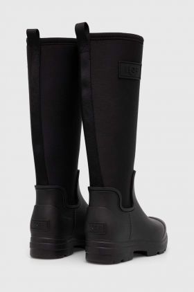 UGG cizme Droplet Tall femei, culoarea negru, cu toc plat, izolare usoara, 1151350