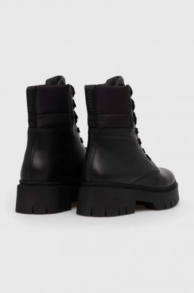 HUGO bocanci de piele Kris femei, culoarea negru, cu platforma, izolare usoara, 50504680