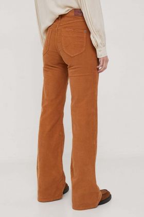 Pepe Jeans pantaloni WILLA femei, culoarea bej, evazati, high waist