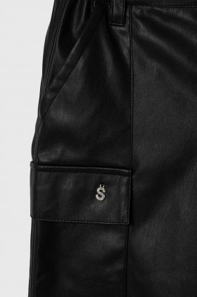 Sisley pantaloni copii culoarea negru, neted